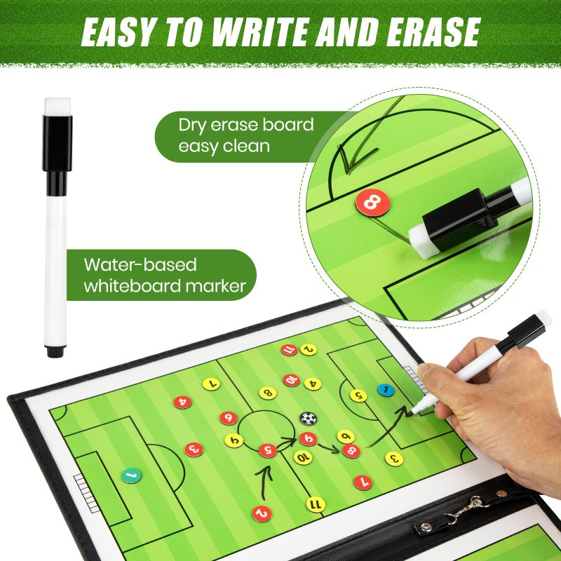Keweis Soccer Coaching Board Soccer Coaches Clipboard Tactical Magnetic Board Kit with Dry Erase, Marker Pen and Zipper Bag (Football Board) (Soccer Coaching Board) - Image 3